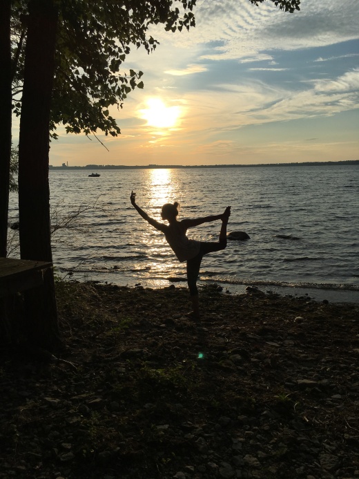 Sunset at the island. Dancer's Pose.